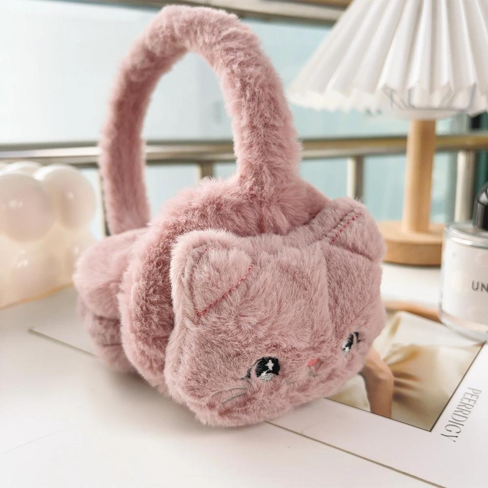 Cute Cartoon Cat Earflap Coldproof Thicken Ear Cover Soft Warm Plush Earmuffs for Women Girls