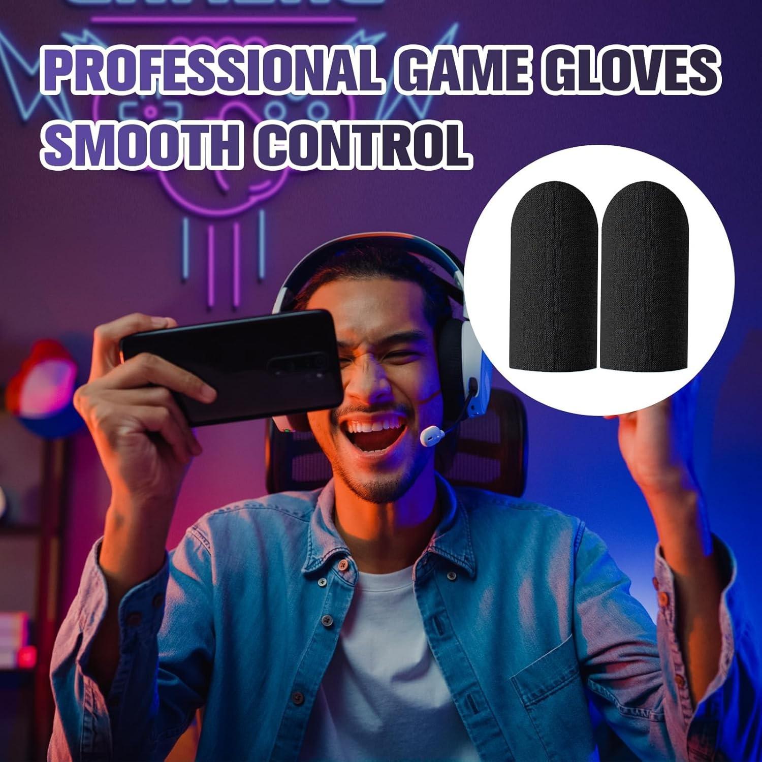 20PCS Gaming Finger Sleeves E-Sports Light Model, 0.15mm Superconducting Nanofibers, Smooth Feel, Anti-Sweat, Extremely Thin, Fit All Touchscreen Devices Black Edge