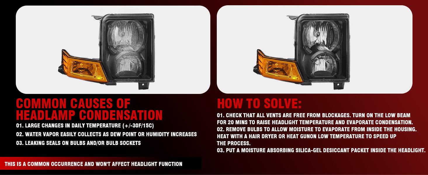 Headlights Assembly for 2006 2007 2008 2009 2010 Jeep Commander, Factory OE Replacement Halogen Headlamps with Bulbs, Chrome Housing Amber Reflector, Driver and Passenger Side