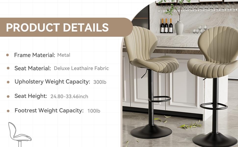 Kerilyn Bar Stools Set of 2 Modern Swivel Bar Chairs, Barstools Counter Height with High Backrest, Easy 3-5 Minute Assembly for Bar, Kitchen, Dining Room Black