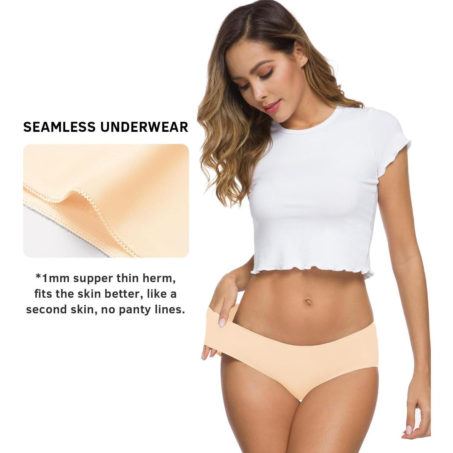 Womens Underwear Cotton Underwear for Women Seamless Hipster Bikini Briefs Panties 6 Pack
