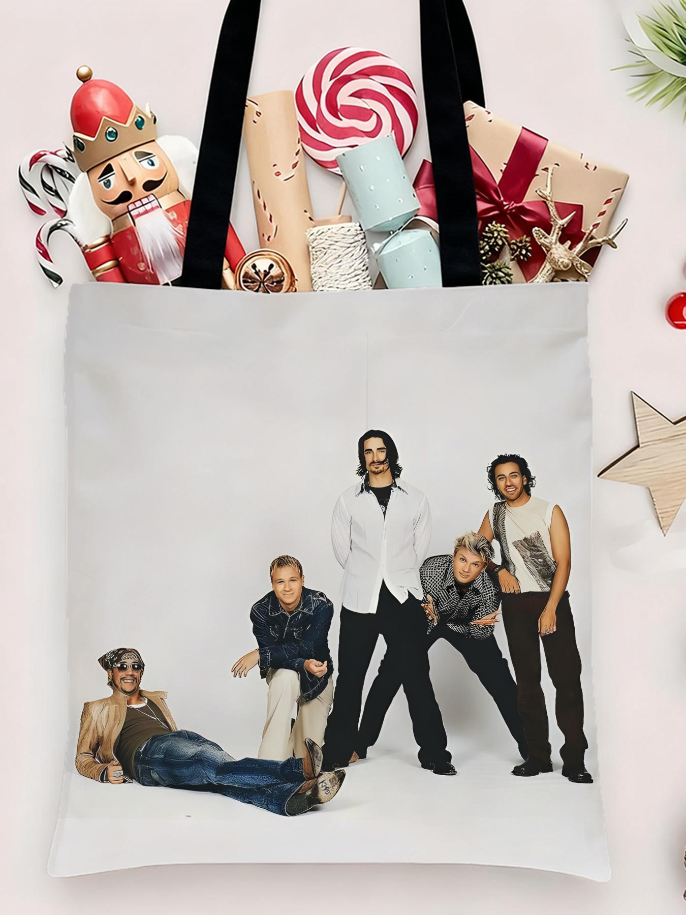 Backstreet Boys band Storage Bags Canvas Shopping Bag Christmas Party Tote Women's Handbag Festive Large Capacity Bag for Outdoor Picnic Party Travel Shopping Anime Crossbody Bags for Boys Girls Students Simple Tote