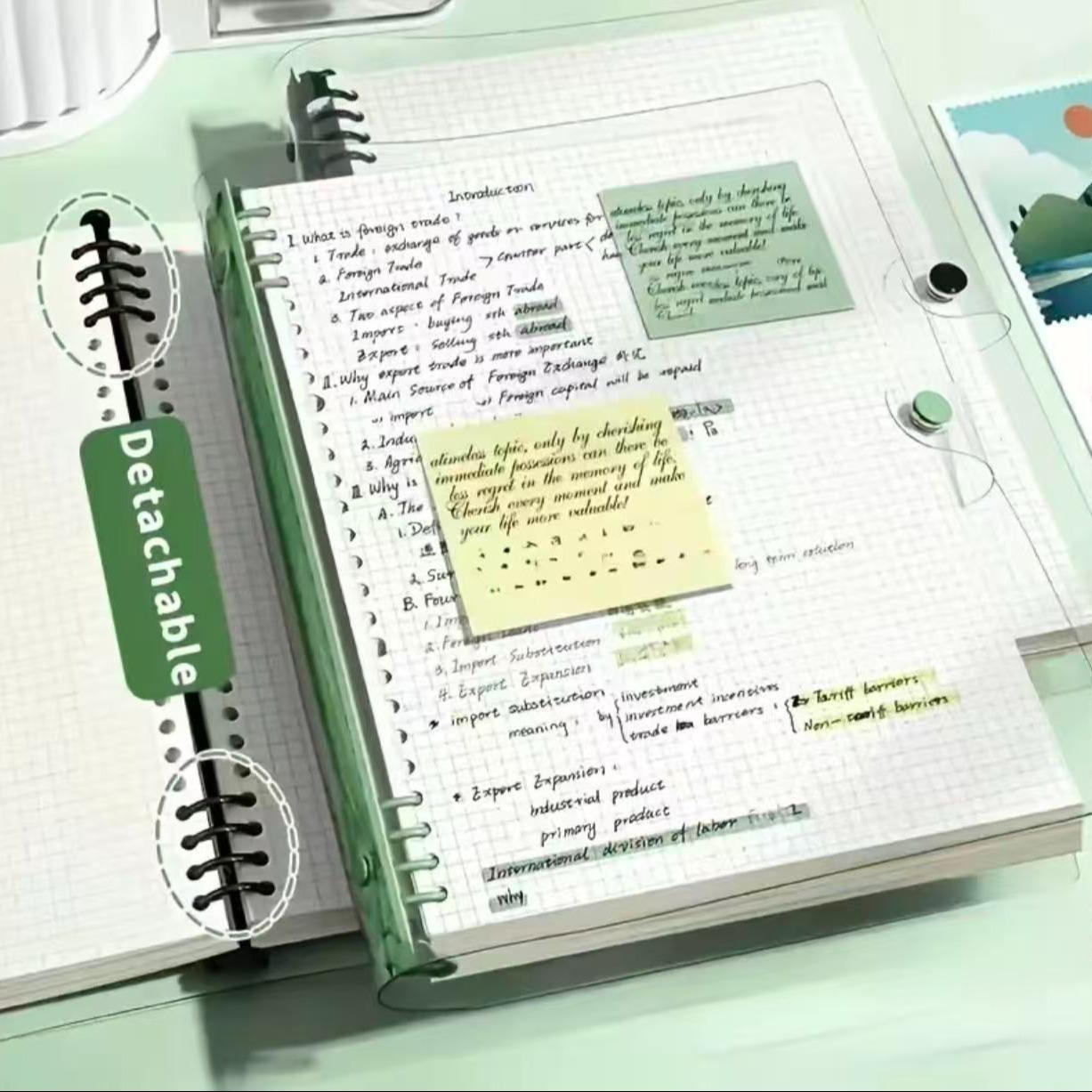 Waterproof Loose-Leaf Notebookl Waterproof &Moisture-Proof 60 Page A5 PVC Transparent Loose-Leaf Notebook Replaceable Refillable Binder forDaily Writing, Office, and Study Use Spiral Notebook Journal Loose Leaf Notepad