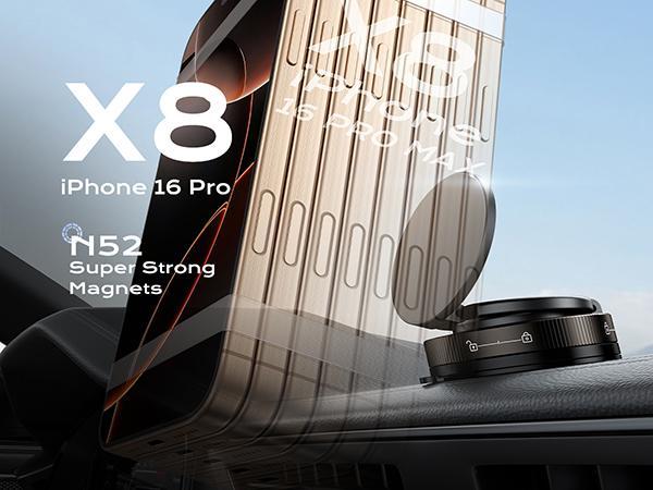 Vacuum Magnetic Suction Cup Phone Mount forMagsafe, 360° Adjustable Magnetic PhoneHolder, Pocket Size Foldable Portable Cell PhoneHolders for Your Car for All Smartphones & AllCar Models