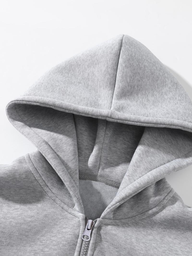 Men's Regular Fit Solid Zip Up Hoodie, Casual Long Sleeve Hooded Sweatshirt for Fall , Men's Fall Clothes for Daily Wear, Tops Men's Regular Fit Solid Zip Up Hoodie, Casual Long Sleeve Hooded Sweatshirt for Fall , Men's Fall Clothes for Daily Wear, Tops
