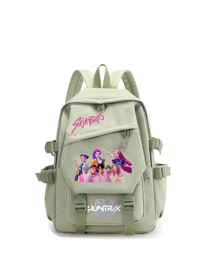 1pc  Women's backpack, solid color backpack, zipper closure, kpop girl group print, fashionable and versatile, casual and simple, suitable for students to go to school, campus, work, commuting, shopping, Cute Versatile Backpack, women's backpack