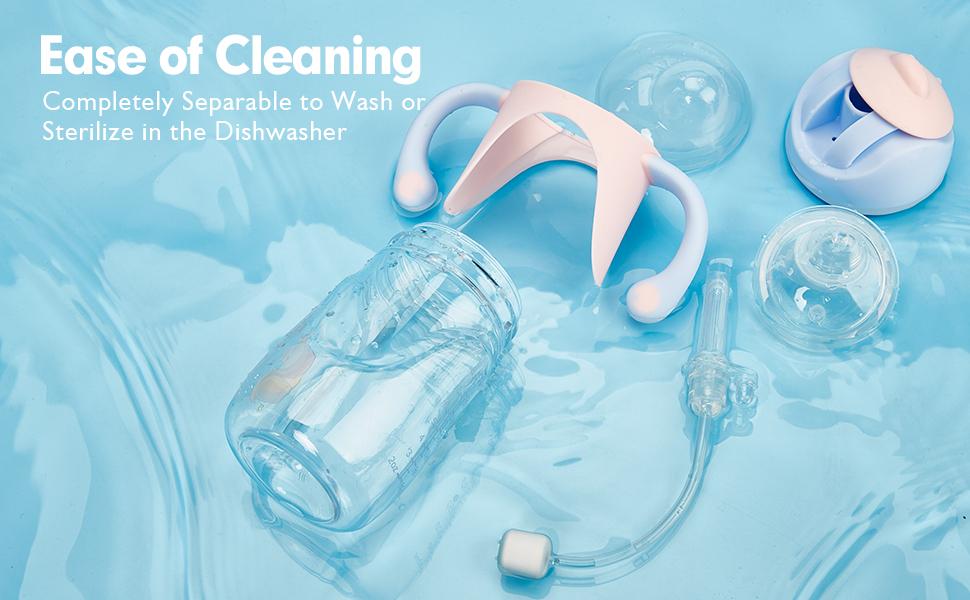 hahaland Sippy Cup for 6+ Month Old - 2 in 1 Spout & Straw Sippy Cups for  Cute Infant Newborn Toddlers 1-3 No Spill Transition Weighted Straw Toddler Cups - 1 Cup with 2 Nipples baby