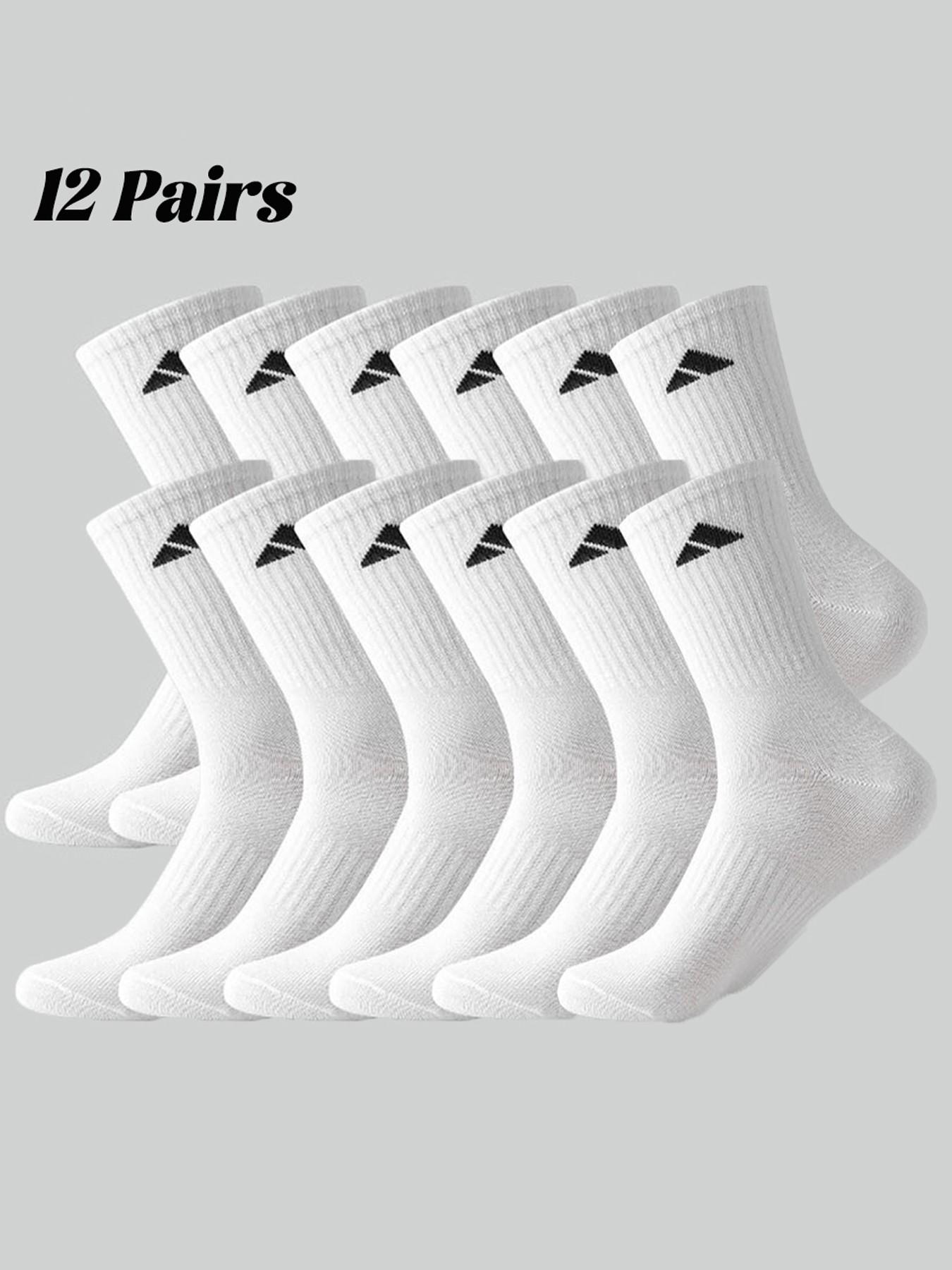12 Pairs Men's Mid-Calf Sports Socks, Long Tube Running Socks, Unisex Couple, Moisture-Resistant, Breathable, Anti-Slip, Ideal for Hiking