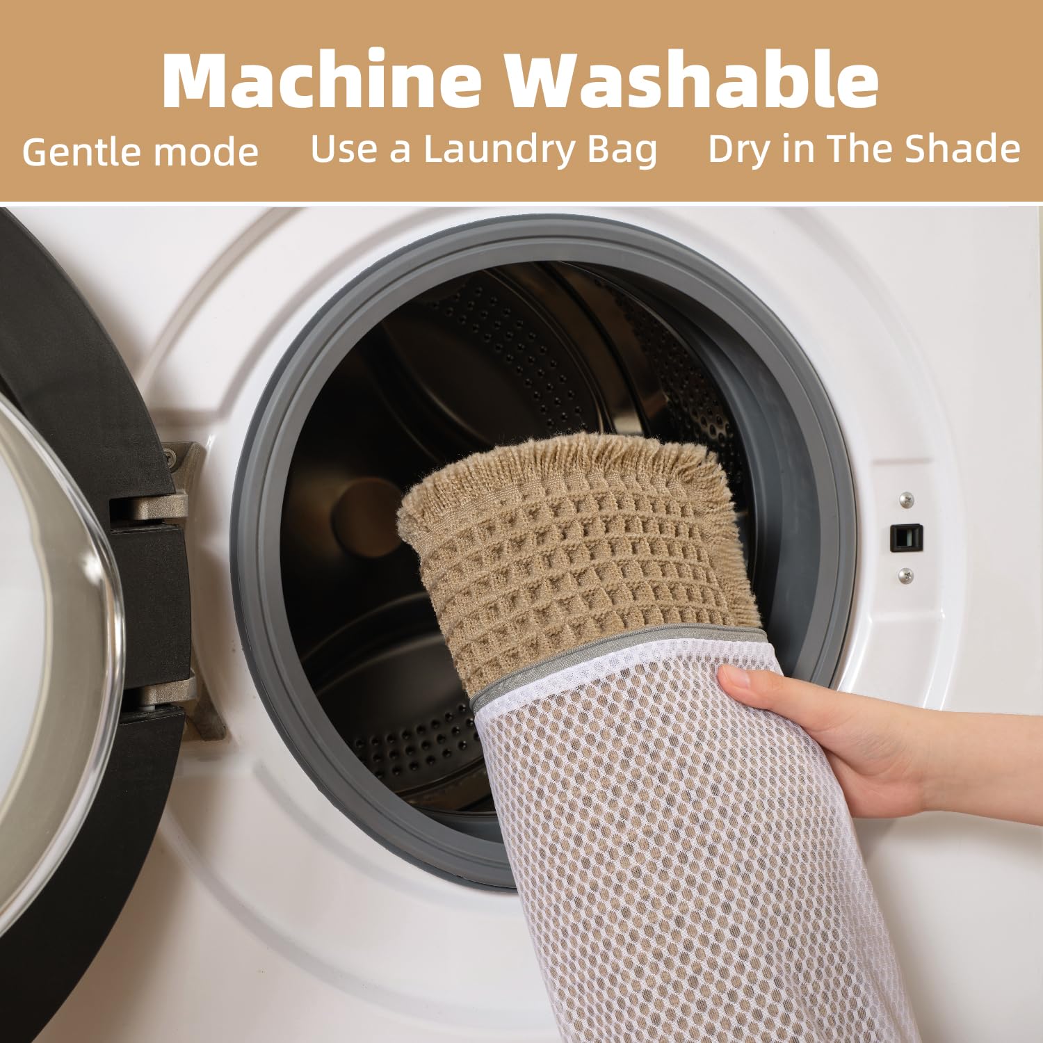 Boho Style Waffle Bath Mat, 1/3 Counts Non-slip Washable Bath Rug, Super Absorbent Bath Mat, Boho Area Rug, Soft Shower Mat for Bathroom Floor, Tub and Shower, Washable Rugs