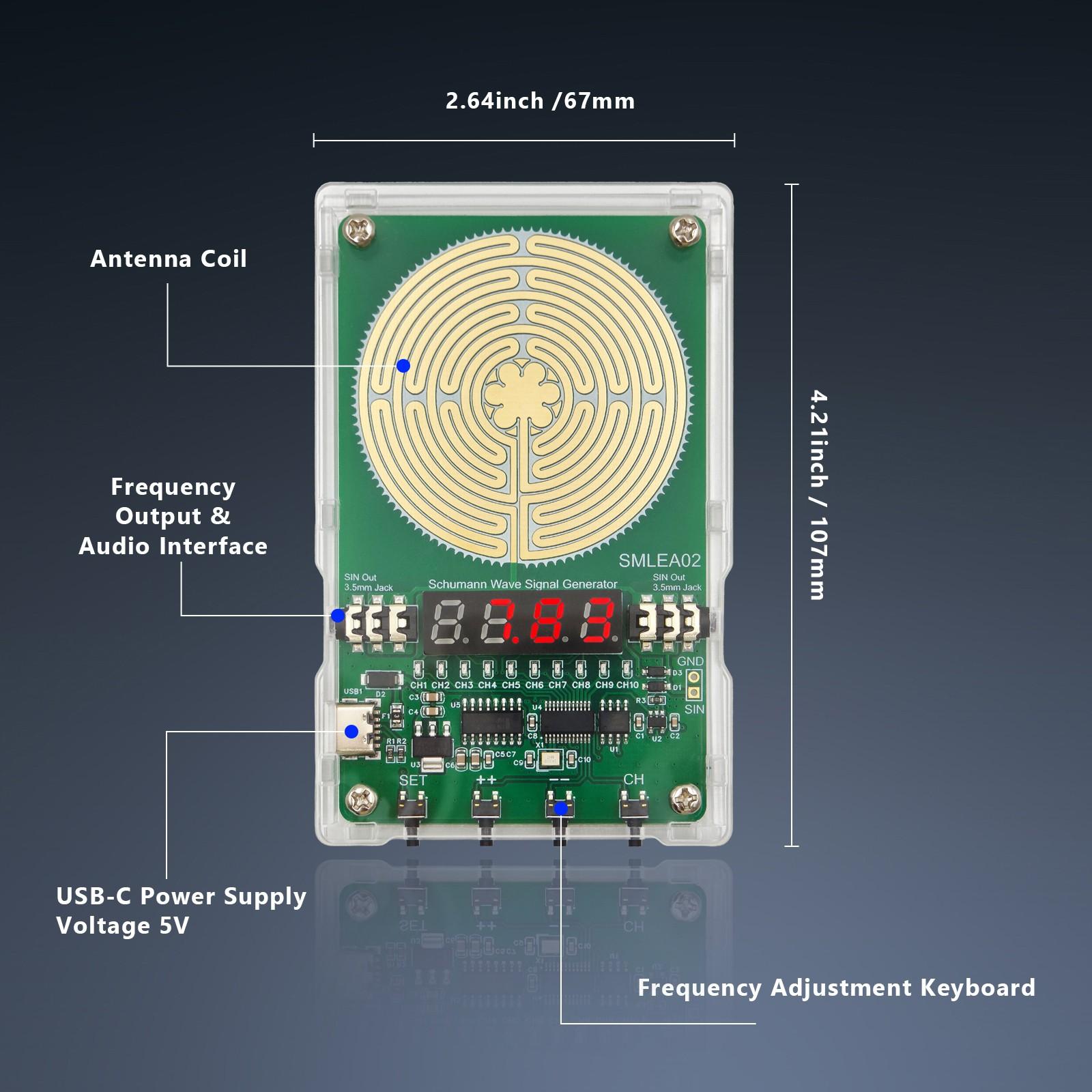7.83hz Schumann Wave Generator, Pure Sine Wave, 10 Channels Switchable, Dual 3.5mm Audio Output, Pemf Pulse Em Field, Sleep Aid, Stress Relief