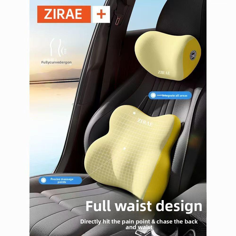 Car Neck Pillow Lumbar Support Set Memory Foam Backrest Cushion High Density Comfortable Headrest for Vehicle Office Home Use