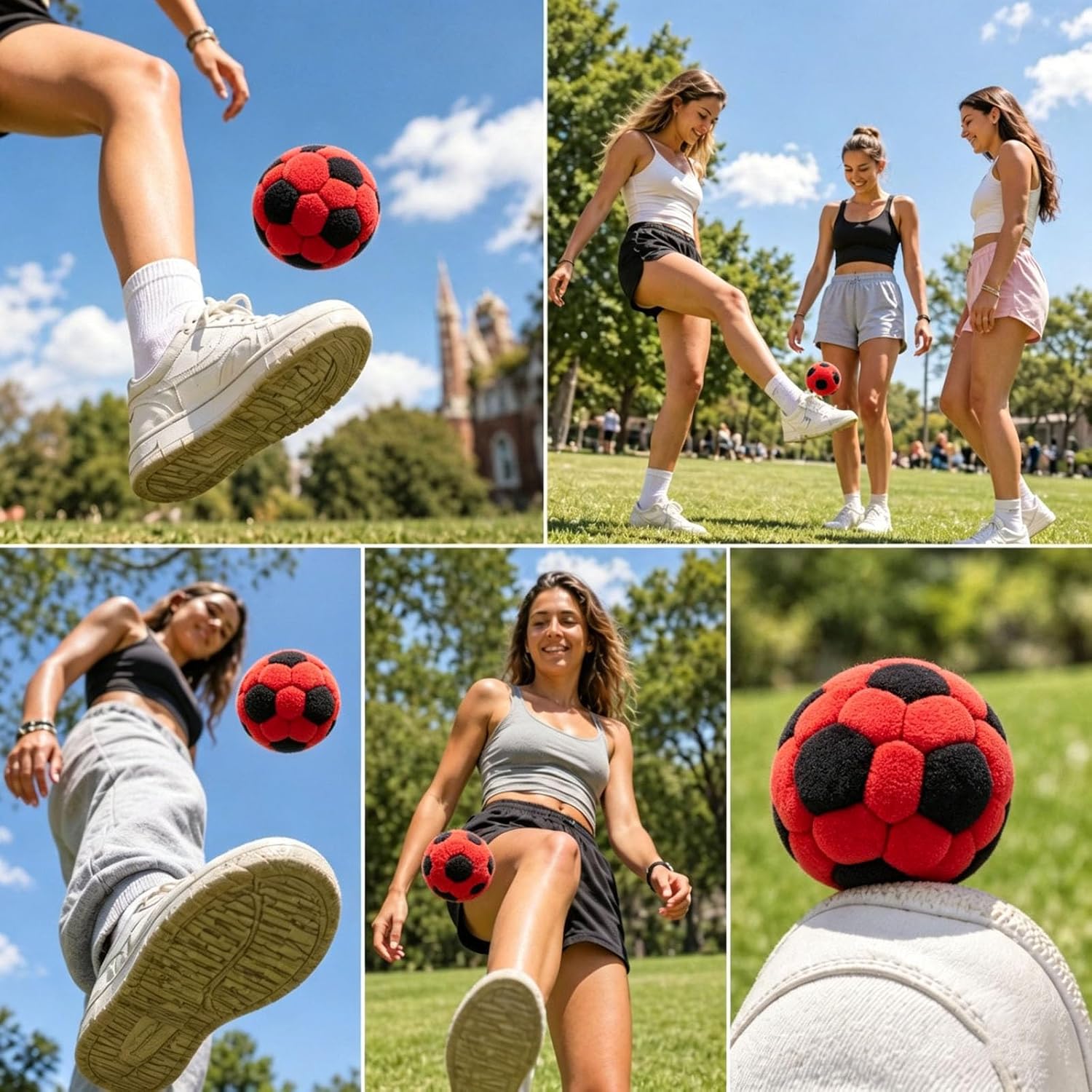 6 Pack 2.75 Inch Plush Soccer Hacky Sacks Soft Fleece Footbags For Kids Adults Y2K Nostalgia Skill Toy Outdoor Summer Camp Game Juggling Balls Aesthetic Sports Party Favors Coordination Gear