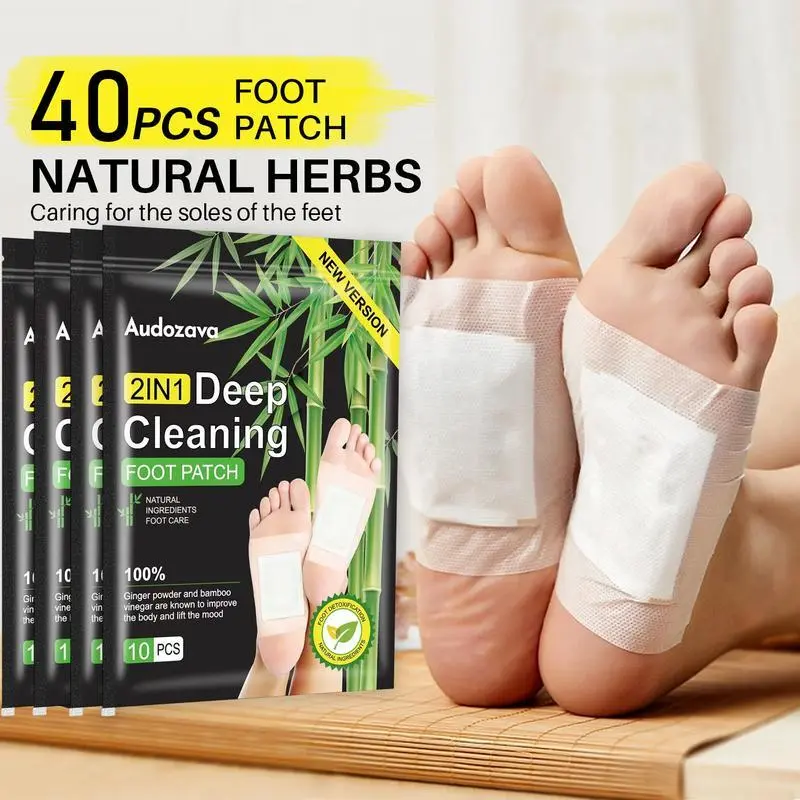 40 Tablets 2in1 Deep Cleaning Foot Patches for Stress Relief Toxin Removal & Better Sleep Natural Ginger & Bamboo Vinegar Powder Cell Activation Blood Circulation 10 Sheets Pack TikTokShopBlackFriday, Health, Wellness, Feet Care, Natural Herbs