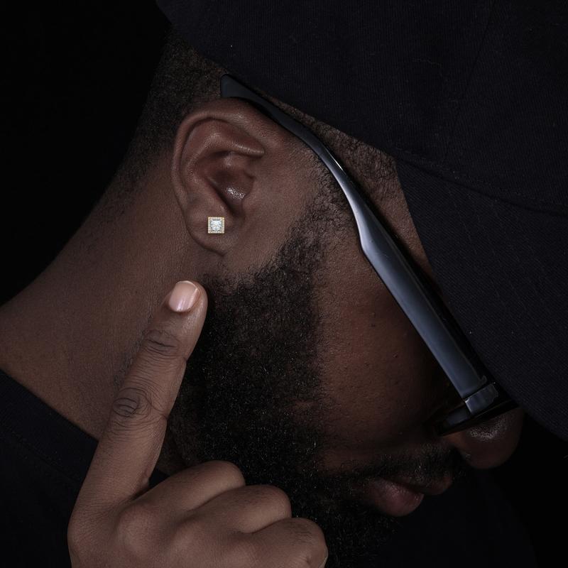 【#E511】Square Geometric Stud Earrings  UCCIYO Synthetic Moissanite Earrings For Women 925 Sterling Silver Stud Earring Men Hip Hop Jewelry Couple Gift