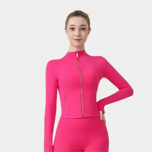 Short jacket slim fit yoga jacket women's waist fitness sports top