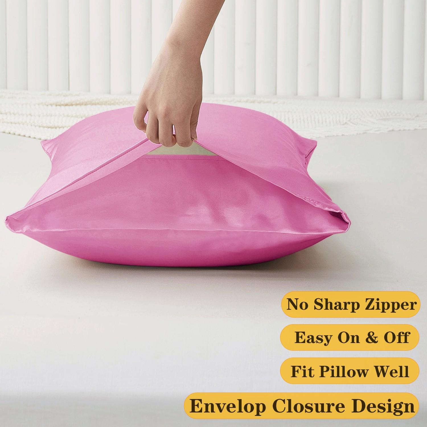 2Pcs Silk Pillowcase Gift Set, Solid Satin Smooth Texture, Skin and Hair Care Skin-friendly Cozy, Ideal for Holiday Gifting Daily Use