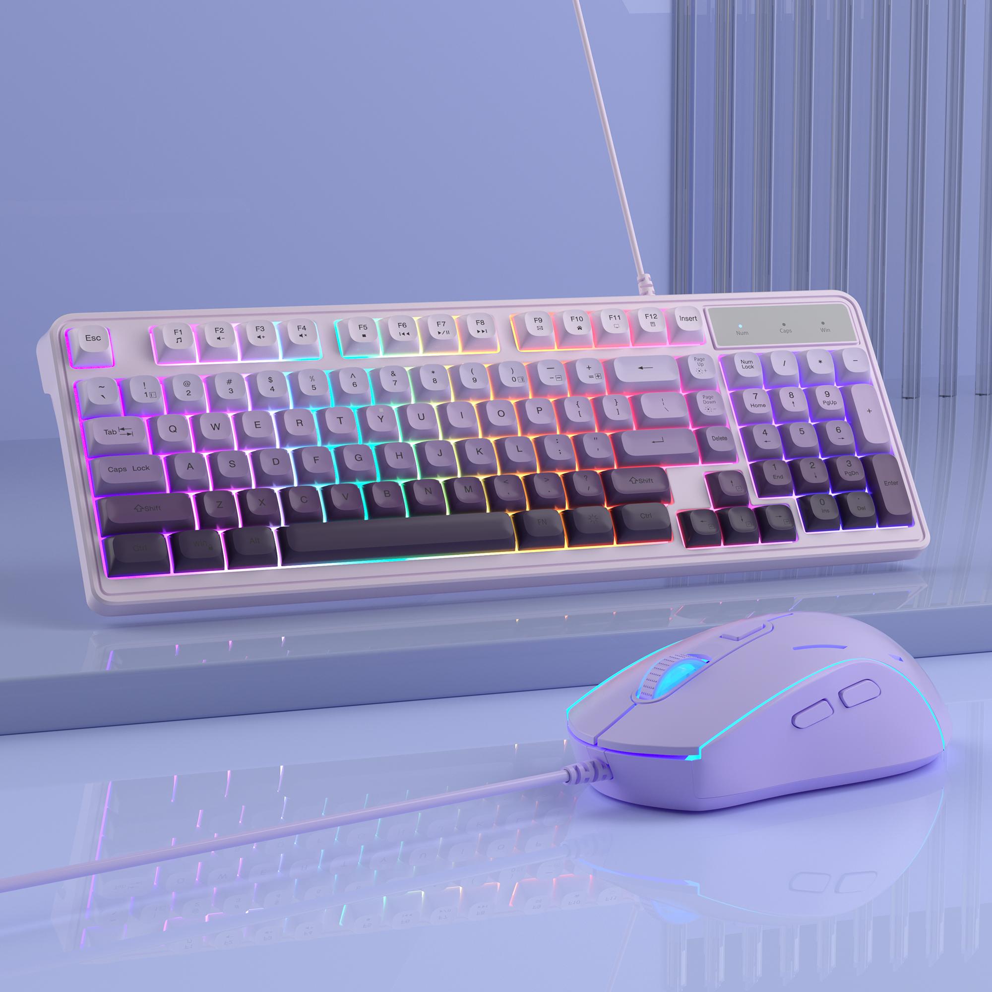 MageGee GK980 Creamy Keyboard and Mouse Combo, It Feels Purple And White Keyboard,Wired RGB Backlit Keyboard and Pink Gaming Mouse Combo,PC Keyboard and Adjustable Sensitivity Mouse for PC/loptop/MAC,back to school,back to school haul MageGee GK980 Creamy Keyboard and Mouse Combo, It Feels Purple And White Keyboard,Wired RGB Backlit Keyboard and Pink Gaming Mouse Combo,PC Keyboard and Adjustable Sensitivity Mouse for PC/loptop/MAC,back to school,back to school haul