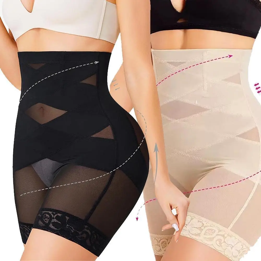 High-Waisted Shapewear Pants Net Lace Breathable Fitness Yoga Pants Push Leggings Transformational for Women's Comfort Breathable Material & Net Lace Design