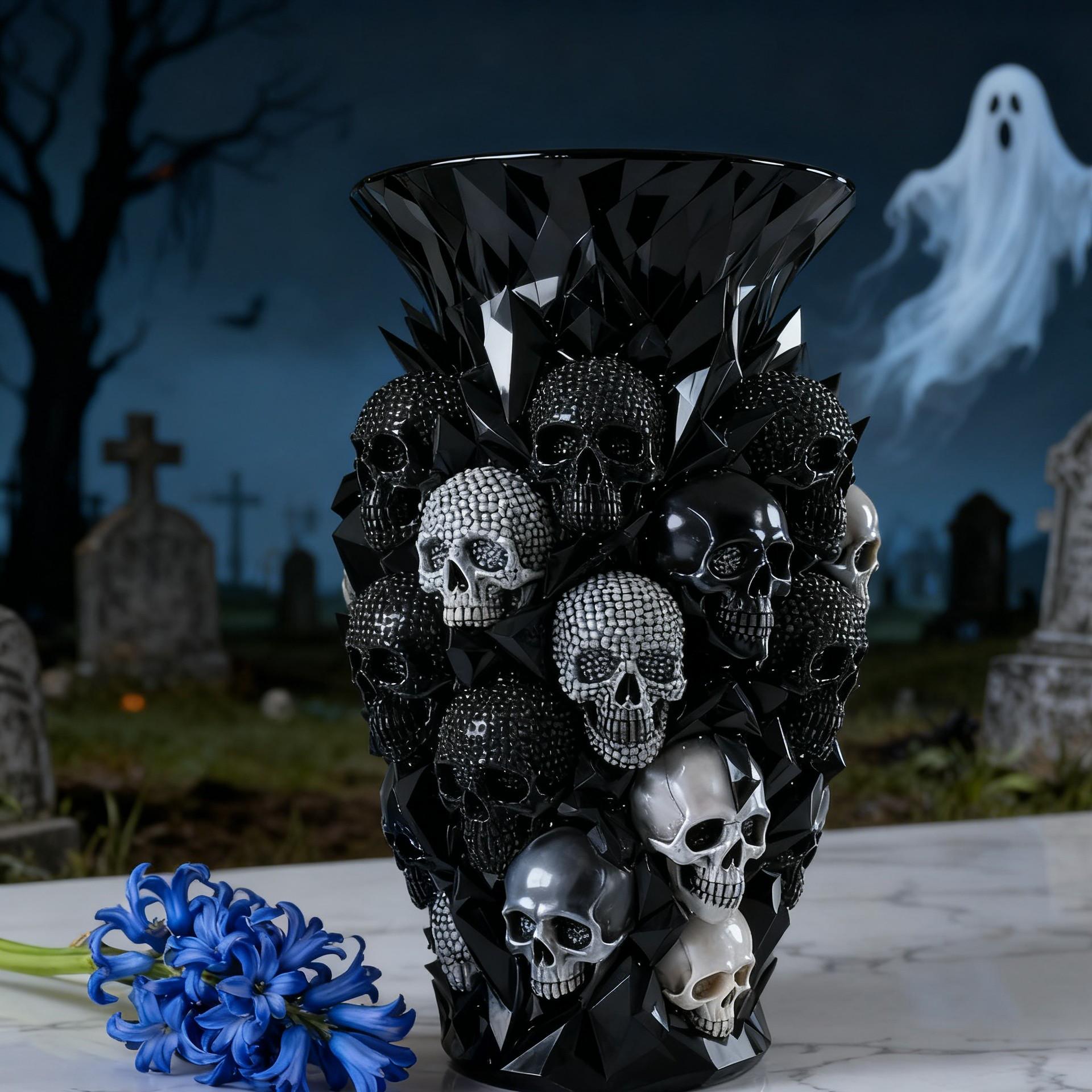 Gothic Skull Vase Resin Decorative Statue, Decorative Flower Vase, Home Decor Accessory, Indoor Outdoor Use, Perfect for Home Garden Farmhouse Style, Living Room Kitchen Bedroom Office