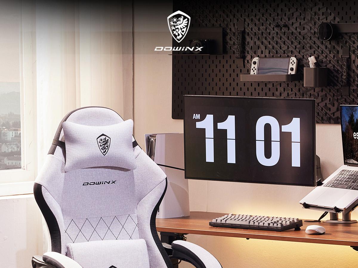 Dowinx Lumbar Massage Support office game Chair, foot pedal ergonomic chain, spring cushion fabric 300 LBS