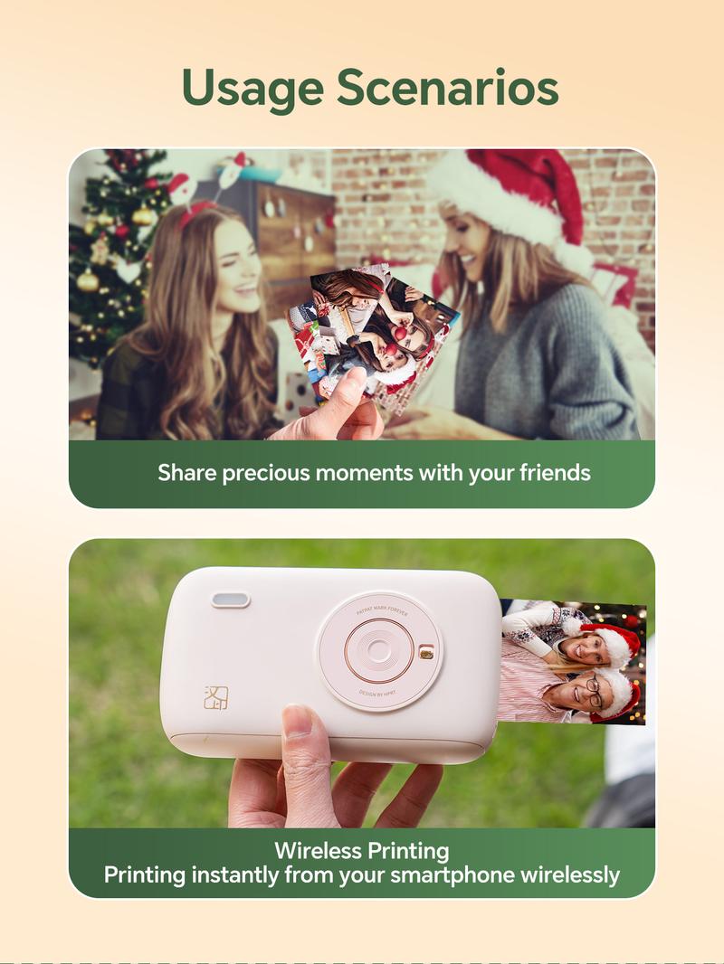 Hanin CP2100 Portable Photo Printer for iPhone & Android - Bluetooth Wireless Instant Printer, 2.1 x 3.4 Inches, Thermal Dye Sublimation for Vibrant, High-Quality Prints