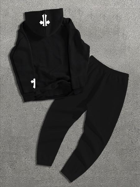 Men's Street Style Hooded Sweatshirt & Pants Set, Graphic Print, Loose Fit, Long Sleeve, Fall Winter Fashion, Casual