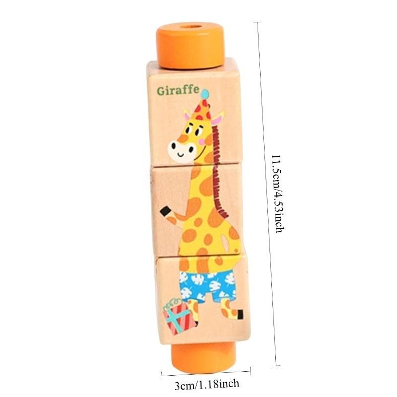 Wooden Children Rotating Match Block Puzzle Logic Thinking Kindergarten Educational Toy, Cognitive Development Early Learning