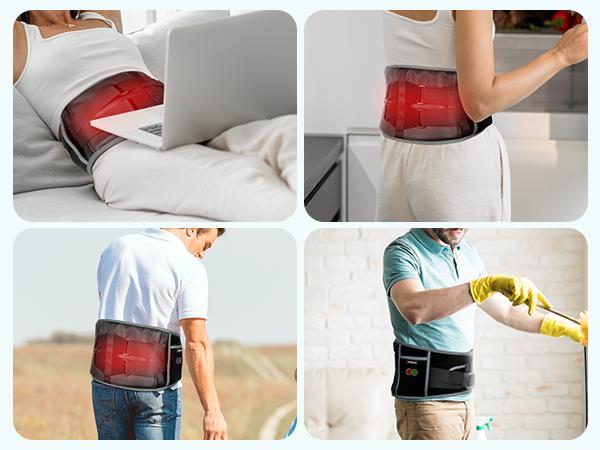 Cordless Heating Pad for Back, up to 58'' Lower Back Massager Heating Pad for Back, 3 Heating Levels 3 Vibration Massage