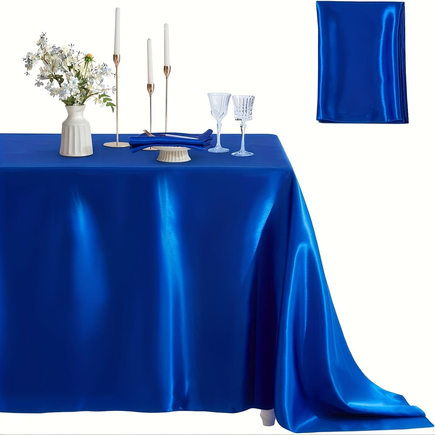 1pc Elegant Navy Blue Satin Tablecloth - Rectangular Polyester, Smooth Glossy Finish, Perfect for Weddings, Birthdays, Graduations, Dining Room, Picnics, and Outdoor Events, Outdoor Event Accessory | Elegant Table Setting | Glossy Finish Fabric