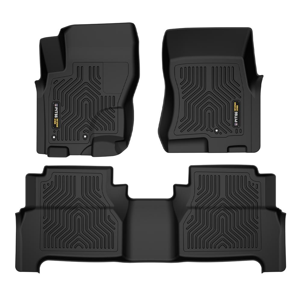 CROSSDESIGN All Weather TPE Floor Mats Waterproof Durable Fit For 2008-2021 Nissan Frontier Crew Cab Floor Mats Liners Set All Weather TPE