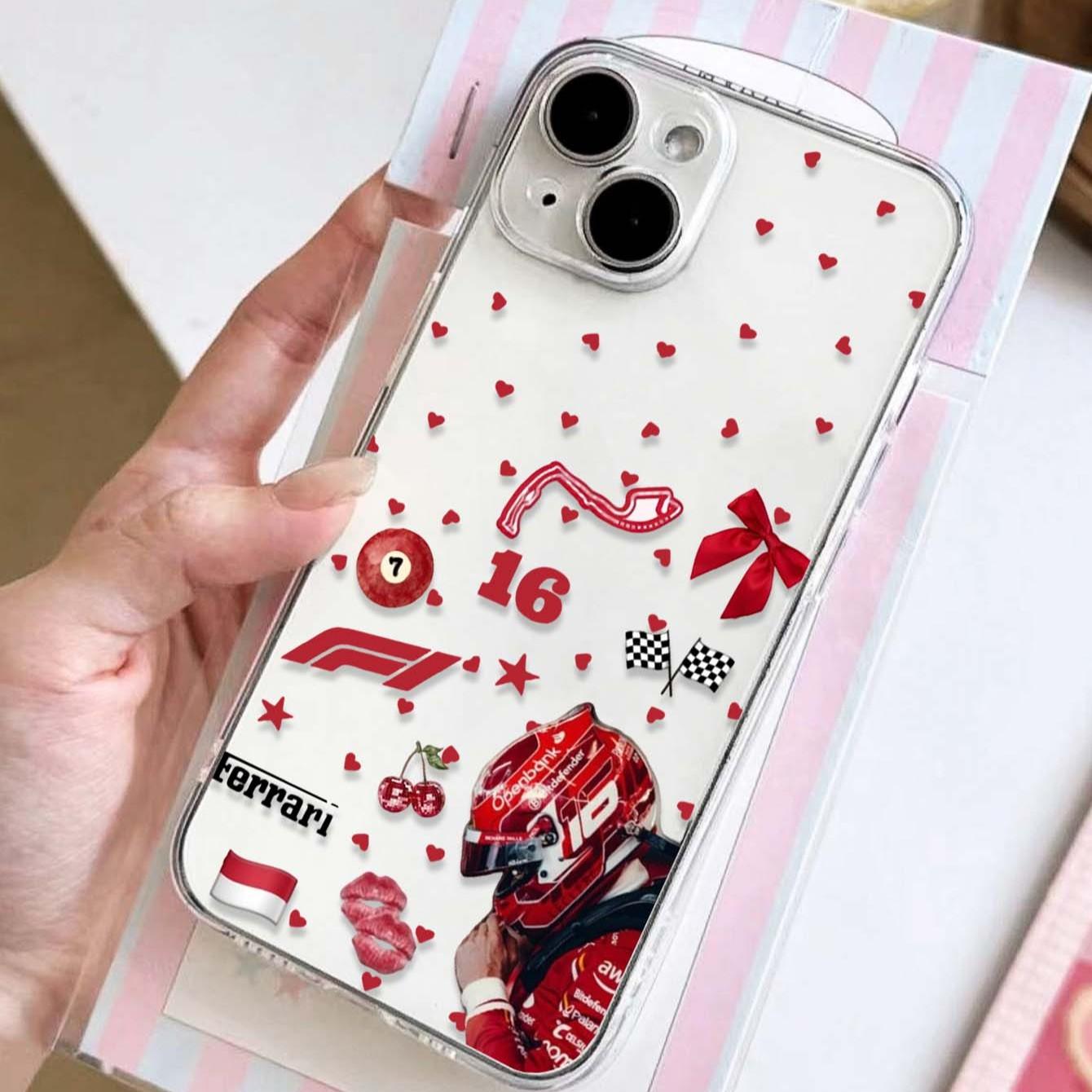 1pc Heart Racing Driver Pattern Tpu Transparent Phone Case, Compatible with Apple iPhone 11 12 13 14 15 Pro Max 16 Plus XR 17 Pro