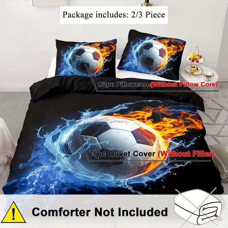 3pcs Colorful Football Pattern Bedding Set, Clear Digital Print, Suitable for Bedroom and Guest Room, Available in Various Sizes