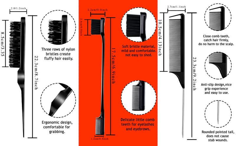 Curly Hair Brush Set 17 Counts Detangler Brush Wide Tooth Comb Nylon Bristle Satin Bonnet Hair Clips Edge Brush for All Hair Types Multifunctional