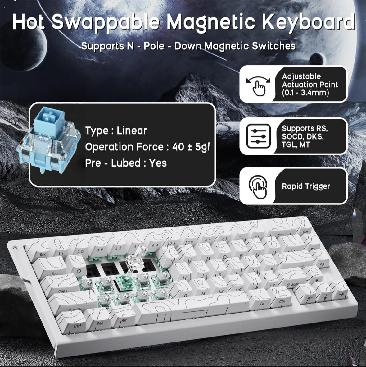 T68pro Magnetic Keyswitch Keyboard, 60% Compact Design, Quick Trigger 0.01mm, 8k Return Ratio, 128k Rate, RGB Backlit, Wired Gaming Customizable