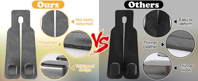 Car Seat Back Storage Hook, 2 Count PU Leather Car Seat Back Hidden Hook, Multipurpose Durable Hooks, Car Interior Accessories, Holder, Car Organizer, Automotive