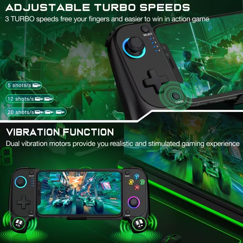 Mobile gaming handle for Android/iPhone, wireless game controller, designed specifically for Xbox Game Pass Ultimate, Steam Link, arcade, GeForce Now birthday gifts, Halloween gifts, white/black