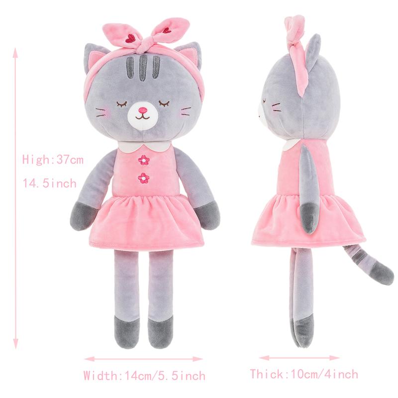 Valentine Gift Plush Cat Doll Soft 15'' Stuffed Animal Toy for Baby Girls, Adorable Holiday Gift for Xmas and Birthday, Valentine Gift for Kids Cozy Cuddle Toy for Kids