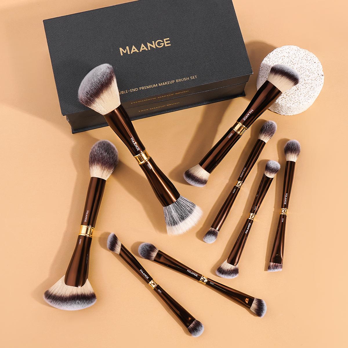 MAANGE Makeup Brush Gift Set with Mirror – 8/5/13 PCS Dual-Ended Brushes for Foundation, Powder, Blush & Concealer, Beginner-Friendly All-in-One Beauty Tools, Perfect for Gifting & Travel