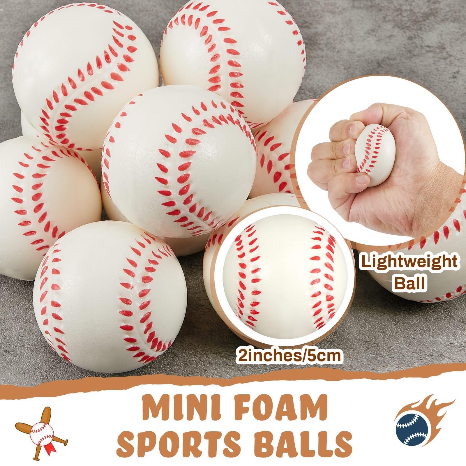 60 Mini Baseball Bats and Foam Balls Set, DIY Sports Theme Birthday Party Supplies, Classroom Activity Decor, Unfinished Wooden Bats for Painting