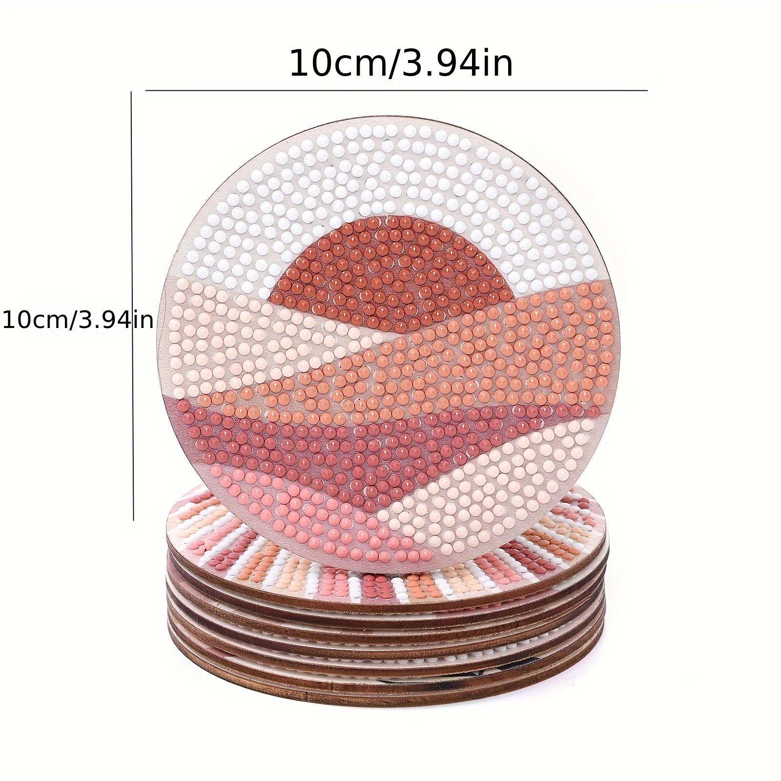 Pastel-Colored Landscape Pattern DIY Diamond Art Painting Coasters, 8 Counts Wooden Round Table Decorative Cup Mats with Stand for Display to Add Style for Home, Kitchen and Coffee Shop #GLOBAL PICKS