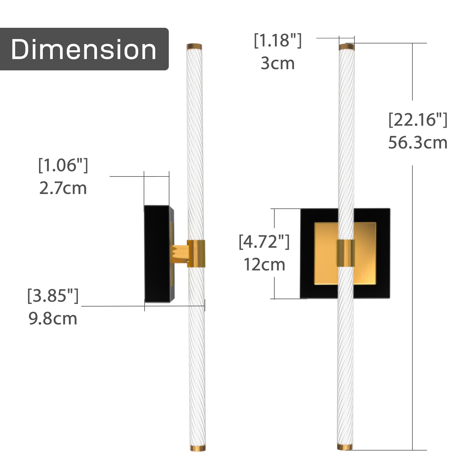 GLITGATE LED Vanity Light, 22 inch/30inch/38inch Dimmable Black and Gold Bathroom Fixture Mirror, 13 Watt/15Watt/20Watt 6000K Modern Linear Bathroom Vanity Light, 360 Degree Wall Sconce (White),Halloween, Black Friday, Christmas