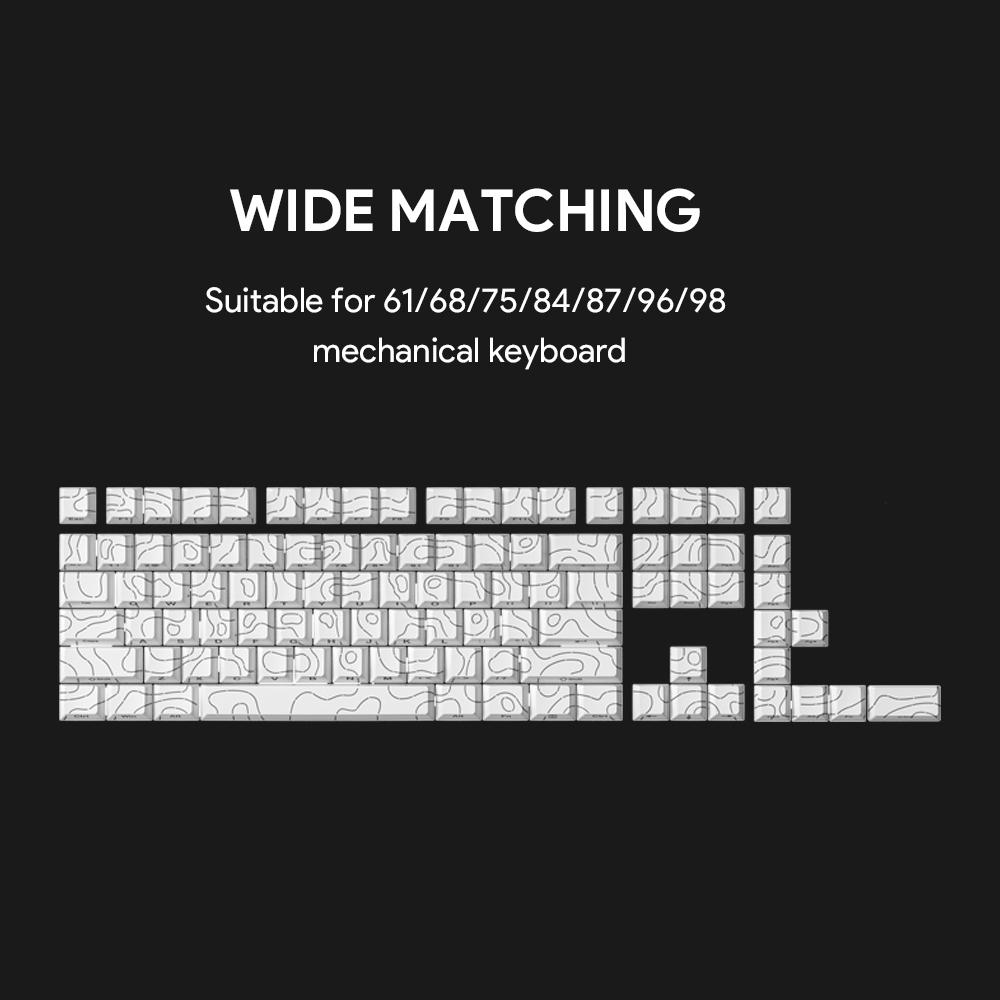 FURYCUBE Contour/South-facing Contours/Spiderweb Keycaps 98/126 Keys Shine Through OEM PBT Keycaps For Mechanical Keyboard Suitable for 60%/75%/80%/90% Layout Keyboard(Only Keycaps, not a keyboard), pc accessory, gamingsetup,