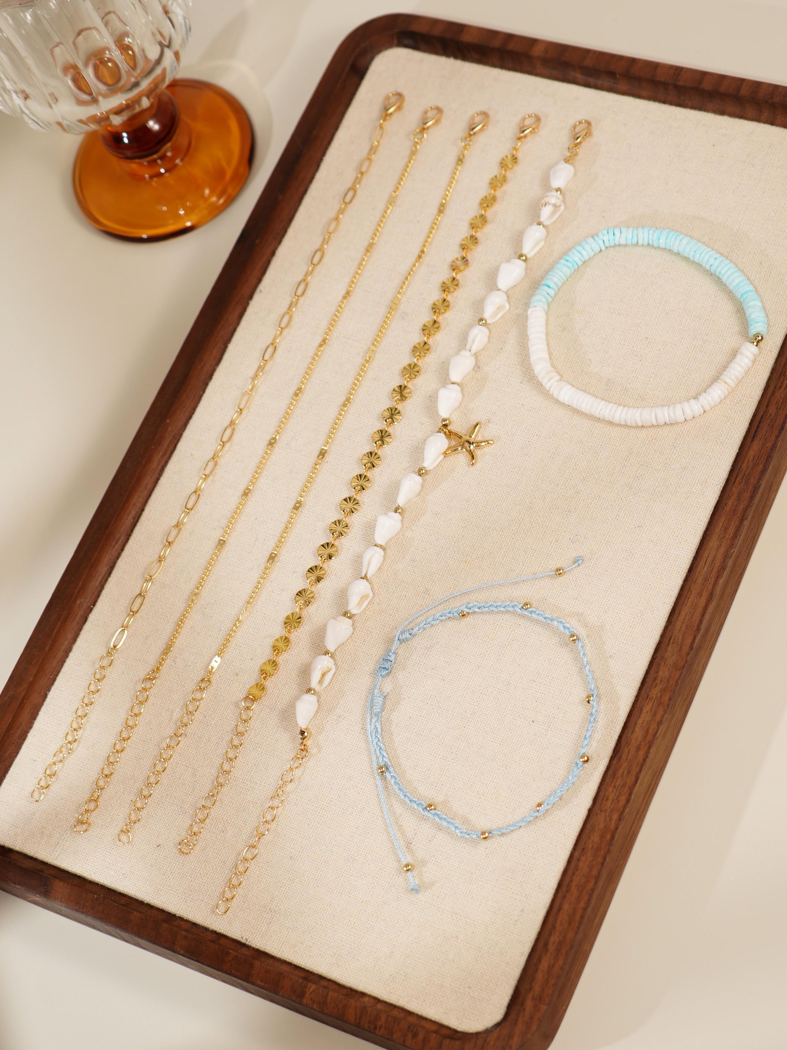 Boho Shell Conch Copper Anklet Set, 6-Piece Elegant Foot Jewelry for Women, Perfect for Daily Wear, Beach Vacations, Parties