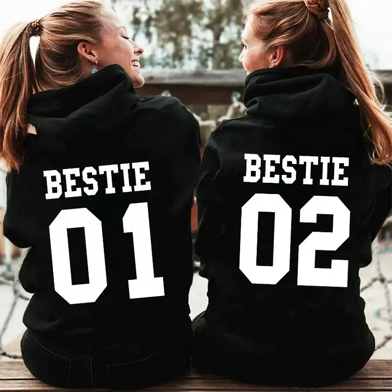 Best Friend Matching Sweatshirts Coquette Aesthetic Zip Hoody Bff Women Hoodies Bestie 01 Bestie 02 Girls Zipper Hoodies Jackets