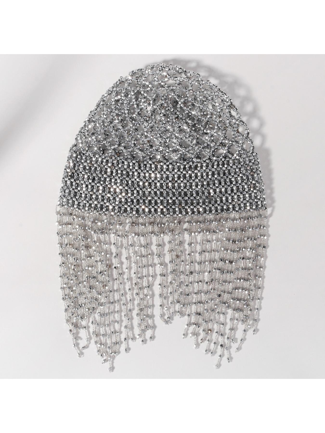 European and American retro beaded tassel hair chain hand-woven mesh hair cap bridal gown lace decorative hairnet Bridal Hairpiece Vintage Hair Accessories Bridal Headpiece Wedding Hair Accessories