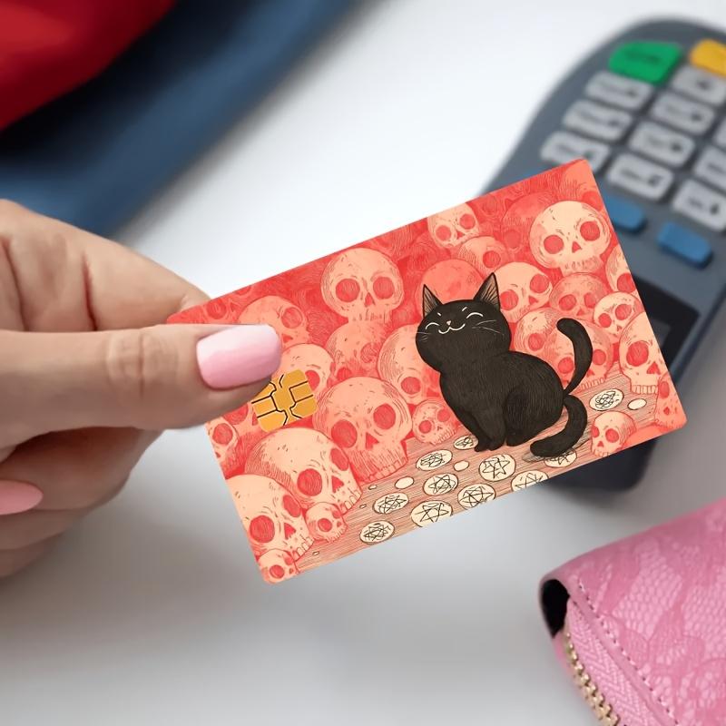 Adorable Black Cat Skull Stickers for Bank Cards, Credit Cards, Debit Cards, Transit Cards, And Room Keys