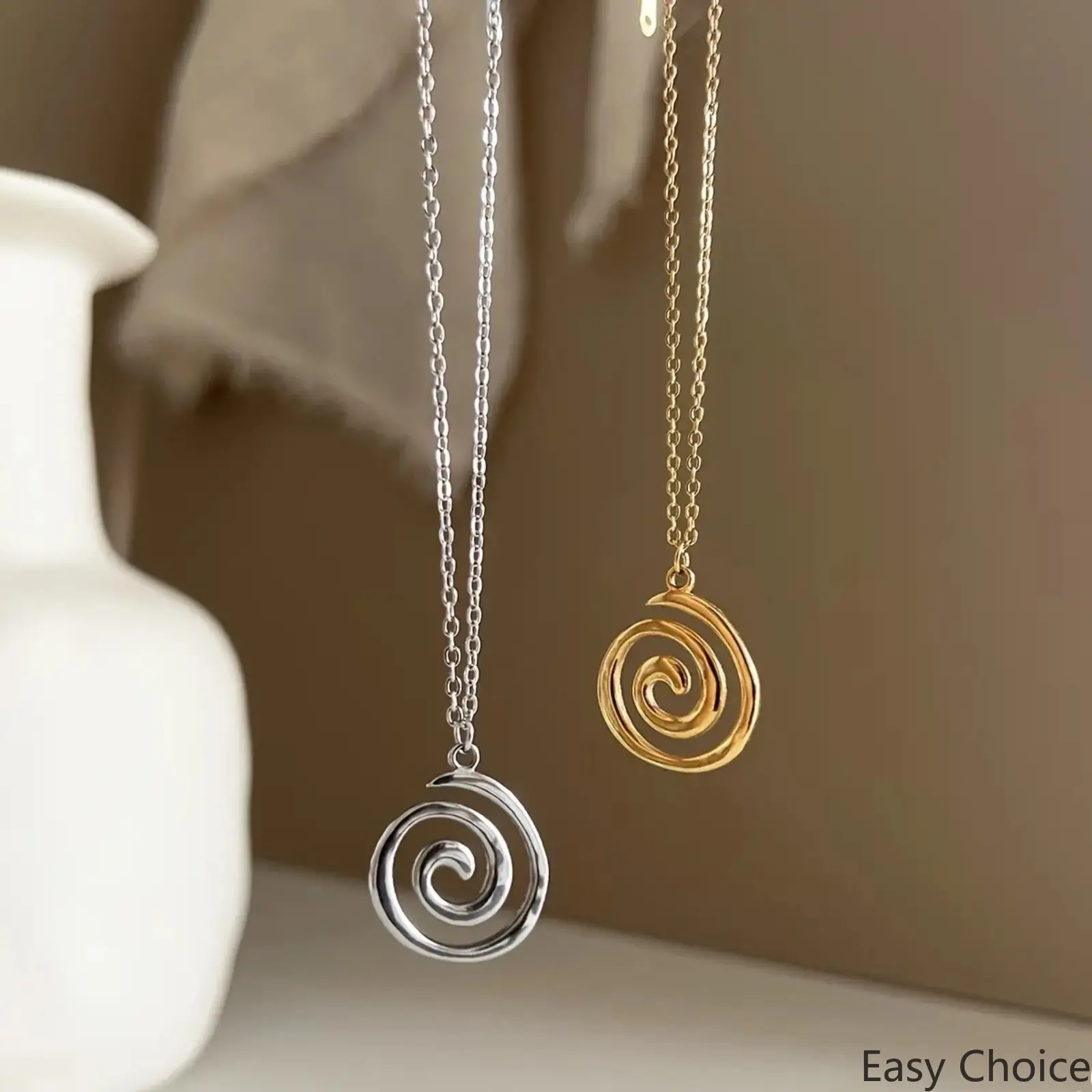 2Pcs/1Pcs Women Stainless Steel Thread Pendant Necklace, 40+1.97in Classic Retro Minimalist Magnet‑Free Flexible Long Statement Jewelry, Versatile Accessory for Casual Attire & Back‑to‑School Styling
