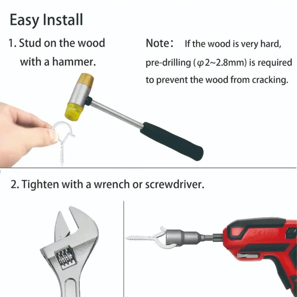 61pcs/set Outdoor windproof Heavy screw hook, easy to release Q-shaped hook, suitable for hanging Christmas lights, potted plants, ceiling hooks, including hexagonal wrench, Valentine's Day/Ramadan/Christmas decoration hook