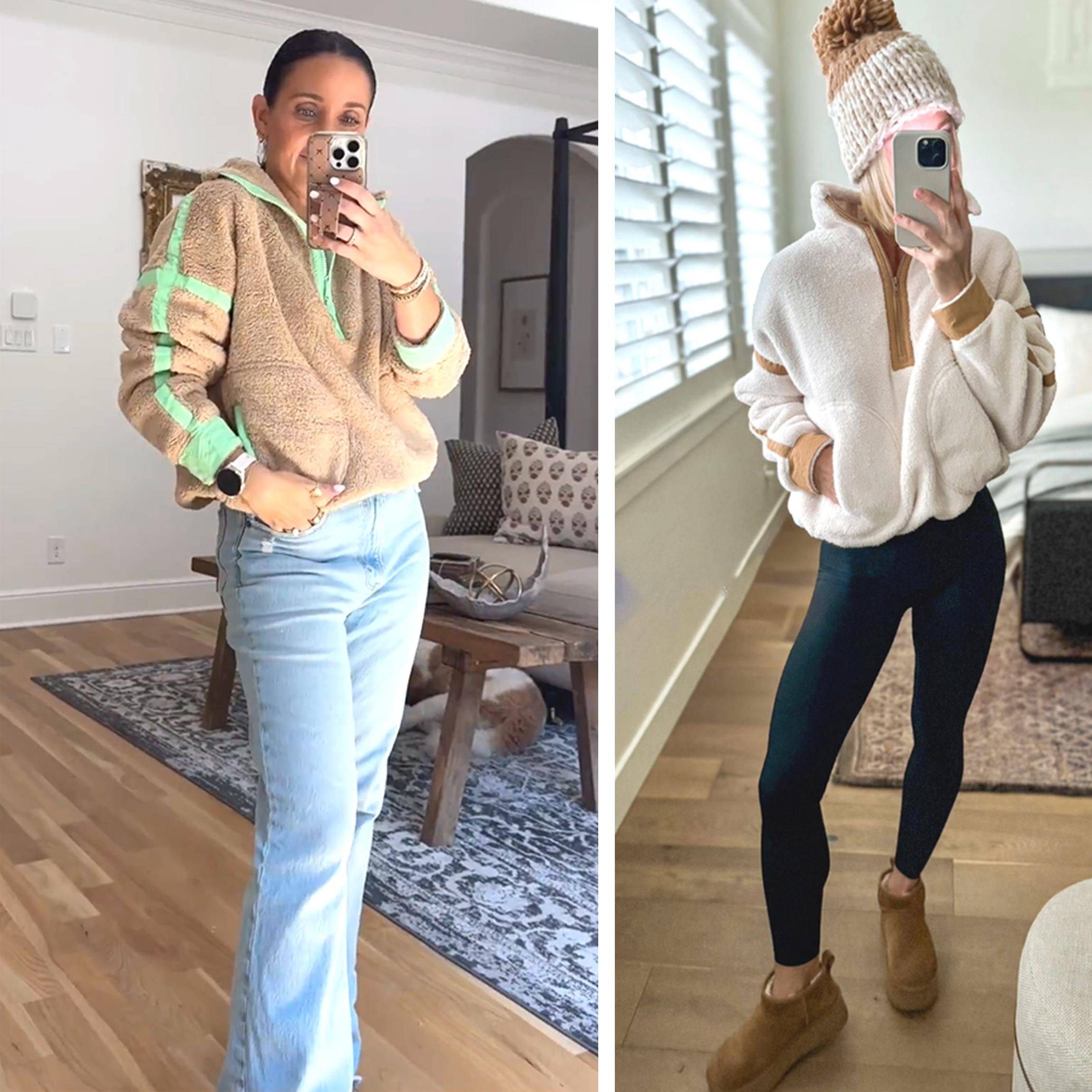 Buenoble Women's Half Zip Sherpa Fleece Pullover Soft Oversized Sweatshirt Jacket with Pockets SpringStatements