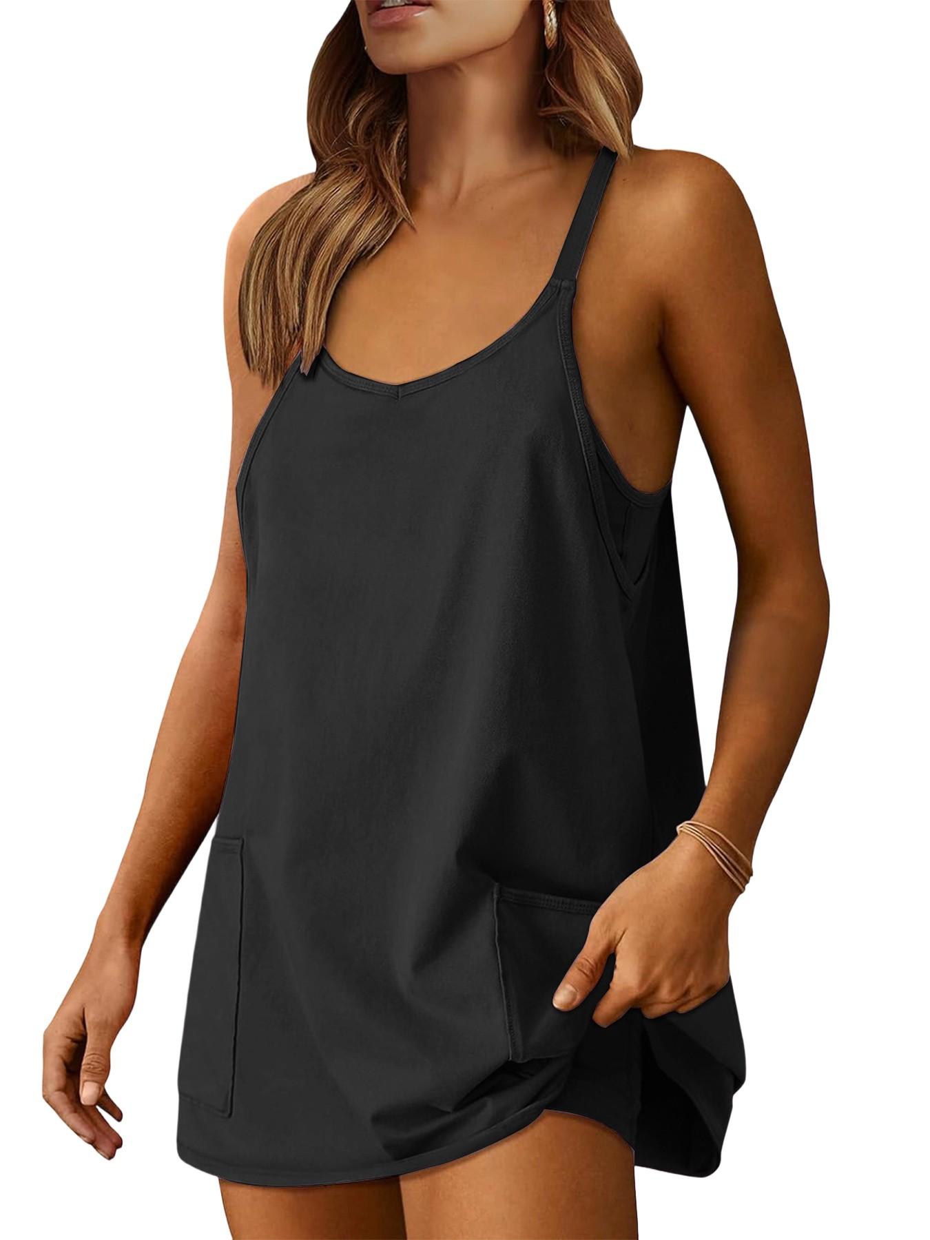 Women's Summer Mini Dress, Casual Athletic Tennis Dress with Shorts, Sleeveless Sporty Design, Perfect for Active Wear & Outdoor Activities